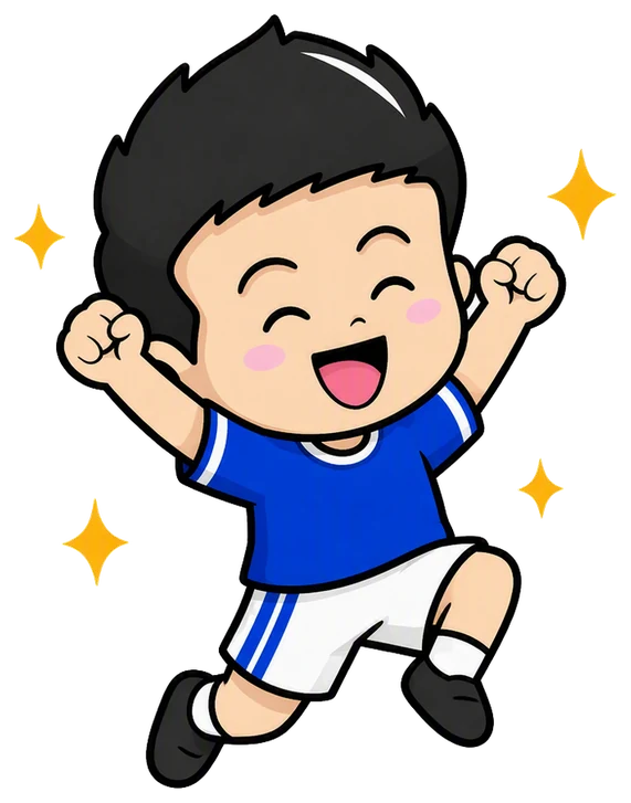 The MyBola mascot celebrating